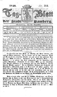 Tag-Blatt der Stadt Bamberg (Bamberger Tagblatt) Samstag 23. Dezember 1848