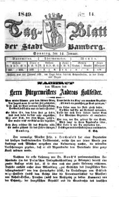 Tag-Blatt der Stadt Bamberg (Bamberger Tagblatt) Sonntag 14. Januar 1849