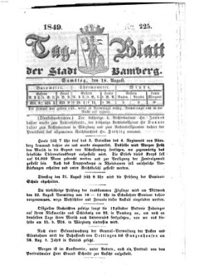 Tag-Blatt der Stadt Bamberg (Bamberger Tagblatt) Samstag 18. August 1849