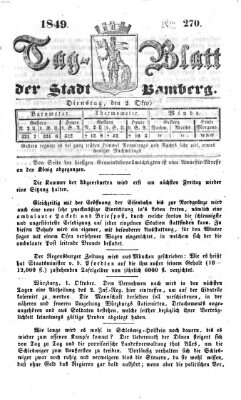 Tag-Blatt der Stadt Bamberg (Bamberger Tagblatt) Dienstag 2. Oktober 1849