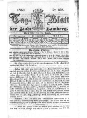 Tag-Blatt der Stadt Bamberg (Bamberger Tagblatt) Samstag 31. August 1850
