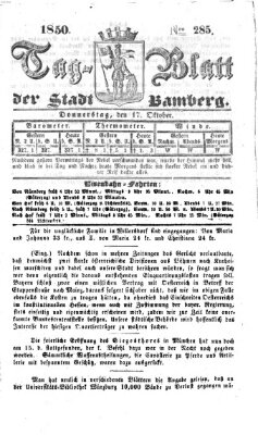 Tag-Blatt der Stadt Bamberg (Bamberger Tagblatt) Donnerstag 17. Oktober 1850