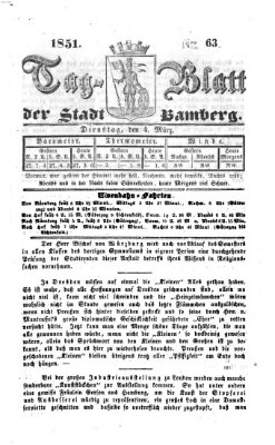 Tag-Blatt der Stadt Bamberg (Bamberger Tagblatt) Dienstag 4. März 1851