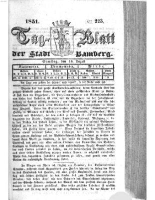 Tag-Blatt der Stadt Bamberg (Bamberger Tagblatt) Samstag 16. August 1851