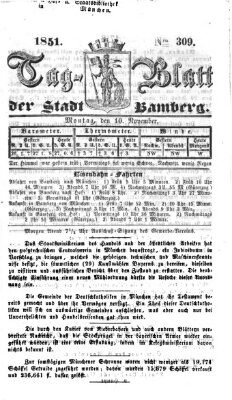 Tag-Blatt der Stadt Bamberg (Bamberger Tagblatt) Montag 10. November 1851