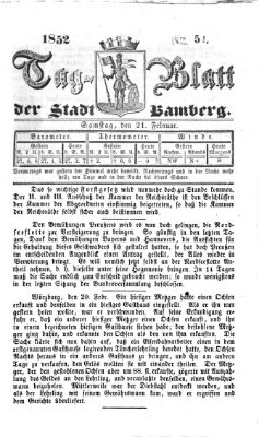 Tag-Blatt der Stadt Bamberg (Bamberger Tagblatt) Samstag 21. Februar 1852