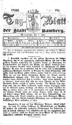 Tag-Blatt der Stadt Bamberg (Bamberger Tagblatt) Mittwoch 7. Juli 1852