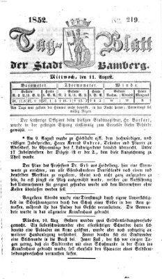 Tag-Blatt der Stadt Bamberg (Bamberger Tagblatt) Mittwoch 11. August 1852