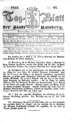 Tag-Blatt der Stadt Bamberg (Bamberger Tagblatt) Donnerstag 3. März 1853