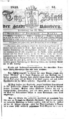 Tag-Blatt der Stadt Bamberg (Bamberger Tagblatt) Dienstag 22. März 1853