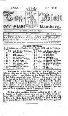 Tag-Blatt der Stadt Bamberg (Bamberger Tagblatt) Sonntag 24. April 1853
