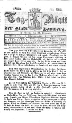Tag-Blatt der Stadt Bamberg (Bamberger Tagblatt) Dienstag 27. September 1853