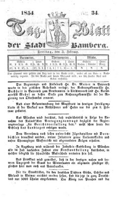 Tag-Blatt der Stadt Bamberg (Bamberger Tagblatt) Freitag 3. Februar 1854