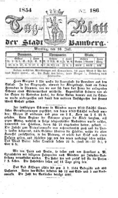 Tag-Blatt der Stadt Bamberg (Bamberger Tagblatt) Montag 10. Juli 1854