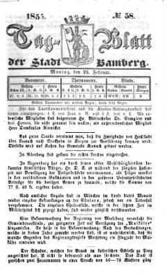 Tag-Blatt der Stadt Bamberg (Bamberger Tagblatt) Montag 26. Februar 1855