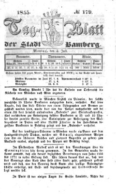 Tag-Blatt der Stadt Bamberg (Bamberger Tagblatt) Montag 2. Juli 1855