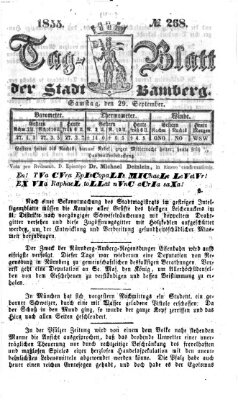 Tag-Blatt der Stadt Bamberg (Bamberger Tagblatt) Samstag 29. September 1855
