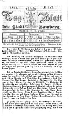 Tag-Blatt der Stadt Bamberg (Bamberger Tagblatt) Samstag 13. Oktober 1855
