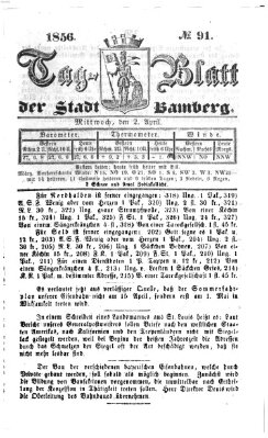 Tag-Blatt der Stadt Bamberg (Bamberger Tagblatt) Mittwoch 2. April 1856