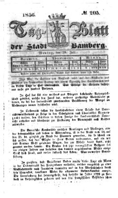 Tag-Blatt der Stadt Bamberg (Bamberger Tagblatt) Montag 28. Juli 1856