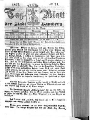 Tag-Blatt der Stadt Bamberg (Bamberger Tagblatt) Donnerstag 12. März 1857