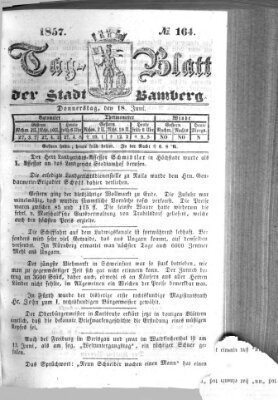 Tag-Blatt der Stadt Bamberg (Bamberger Tagblatt) Donnerstag 18. Juni 1857