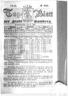 Tag-Blatt der Stadt Bamberg (Bamberger Tagblatt) Donnerstag 9. Juli 1857