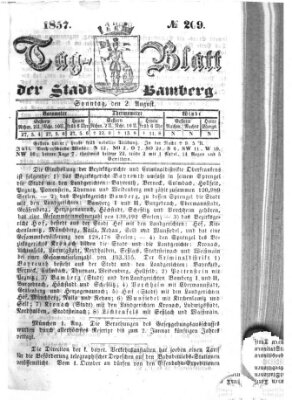 Tag-Blatt der Stadt Bamberg (Bamberger Tagblatt) Sonntag 2. August 1857