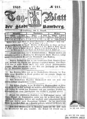 Tag-Blatt der Stadt Bamberg (Bamberger Tagblatt) Dienstag 4. August 1857