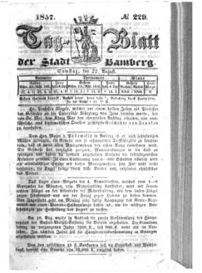 Tag-Blatt der Stadt Bamberg (Bamberger Tagblatt) Samstag 22. August 1857