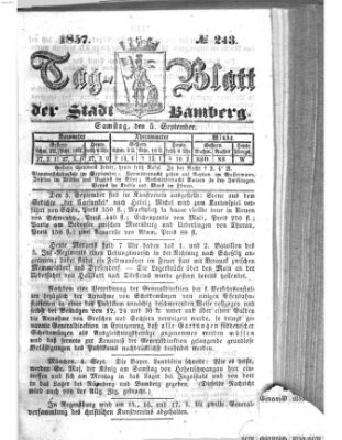 Tag-Blatt der Stadt Bamberg (Bamberger Tagblatt) Samstag 5. September 1857