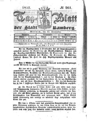 Tag-Blatt der Stadt Bamberg (Bamberger Tagblatt) Mittwoch 23. September 1857