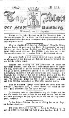 Tag-Blatt der Stadt Bamberg (Bamberger Tagblatt) Mittwoch 23. Dezember 1857