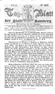Tag-Blatt der Stadt Bamberg (Bamberger Tagblatt) Dienstag 29. Dezember 1857