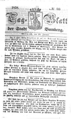 Tag-Blatt der Stadt Bamberg (Bamberger Tagblatt) Mittwoch 20. Januar 1858