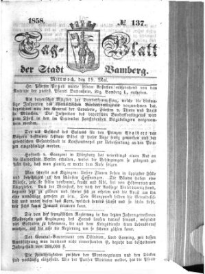 Tag-Blatt der Stadt Bamberg (Bamberger Tagblatt) Mittwoch 19. Mai 1858