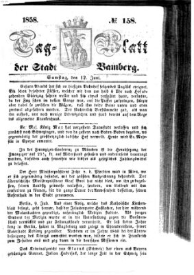 Tag-Blatt der Stadt Bamberg (Bamberger Tagblatt) Samstag 12. Juni 1858