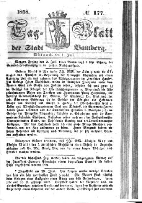 Tag-Blatt der Stadt Bamberg (Bamberger Tagblatt) Donnerstag 1. Juli 1858