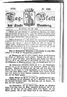 Tag-Blatt der Stadt Bamberg (Bamberger Tagblatt) Freitag 23. Juli 1858