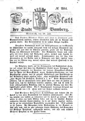 Tag-Blatt der Stadt Bamberg (Bamberger Tagblatt) Mittwoch 28. Juli 1858