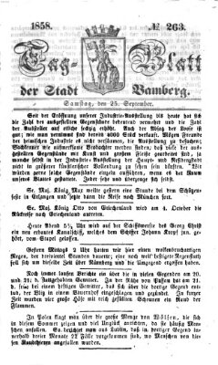 Tag-Blatt der Stadt Bamberg (Bamberger Tagblatt) Samstag 25. September 1858