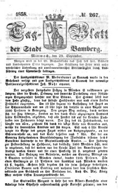 Tag-Blatt der Stadt Bamberg (Bamberger Tagblatt) Mittwoch 29. September 1858