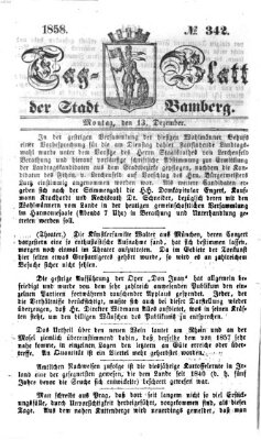 Tag-Blatt der Stadt Bamberg (Bamberger Tagblatt) Montag 13. Dezember 1858
