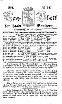 Tag-Blatt der Stadt Bamberg (Bamberger Tagblatt) Donnerstag 30. Dezember 1858