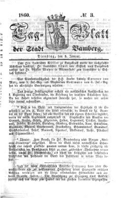 Tag-Blatt der Stadt Bamberg (Bamberger Tagblatt) Dienstag 3. Januar 1860