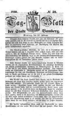 Tag-Blatt der Stadt Bamberg (Bamberger Tagblatt) Montag 27. Februar 1860