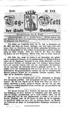 Tag-Blatt der Stadt Bamberg (Bamberger Tagblatt) Donnerstag 2. August 1860