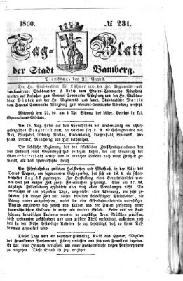 Tag-Blatt der Stadt Bamberg (Bamberger Tagblatt) Dienstag 21. August 1860