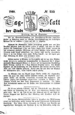 Tag-Blatt der Stadt Bamberg (Bamberger Tagblatt) Freitag 14. September 1860