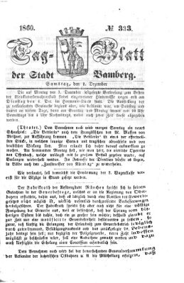 Tag-Blatt der Stadt Bamberg (Bamberger Tagblatt) Samstag 1. Dezember 1860